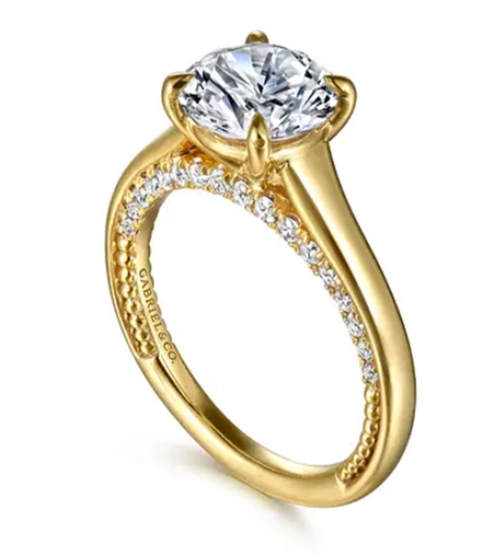 Gabriel & Co Diamond Pave Profile Cathedral Engagement Ring Mounting