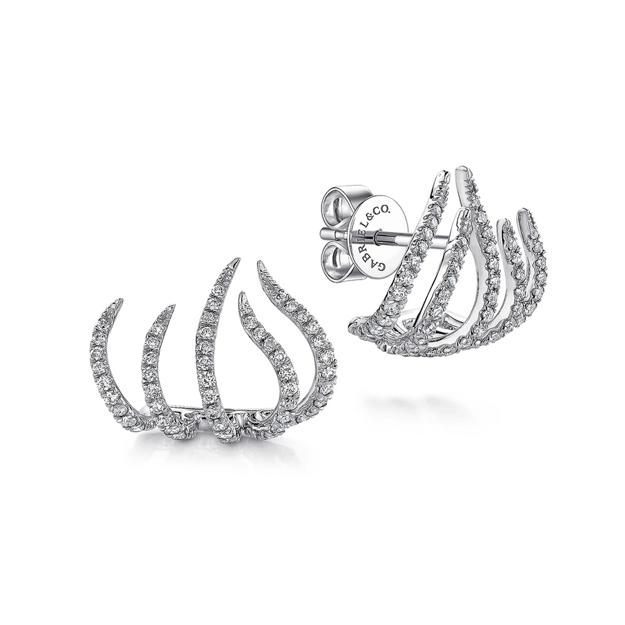 Gabriel & Co. Fashion 14K White Gold Diamond Tendril Stud Earrings