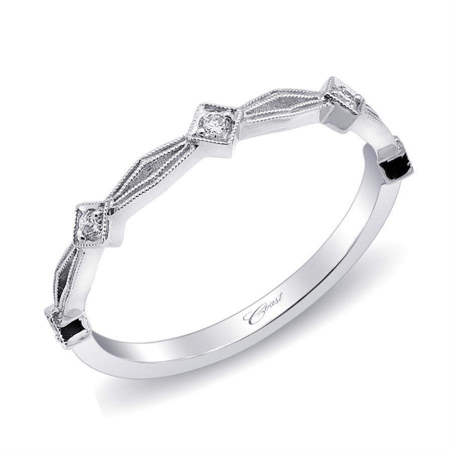 Coast Diamond Milgrain Geometric Wedding Band