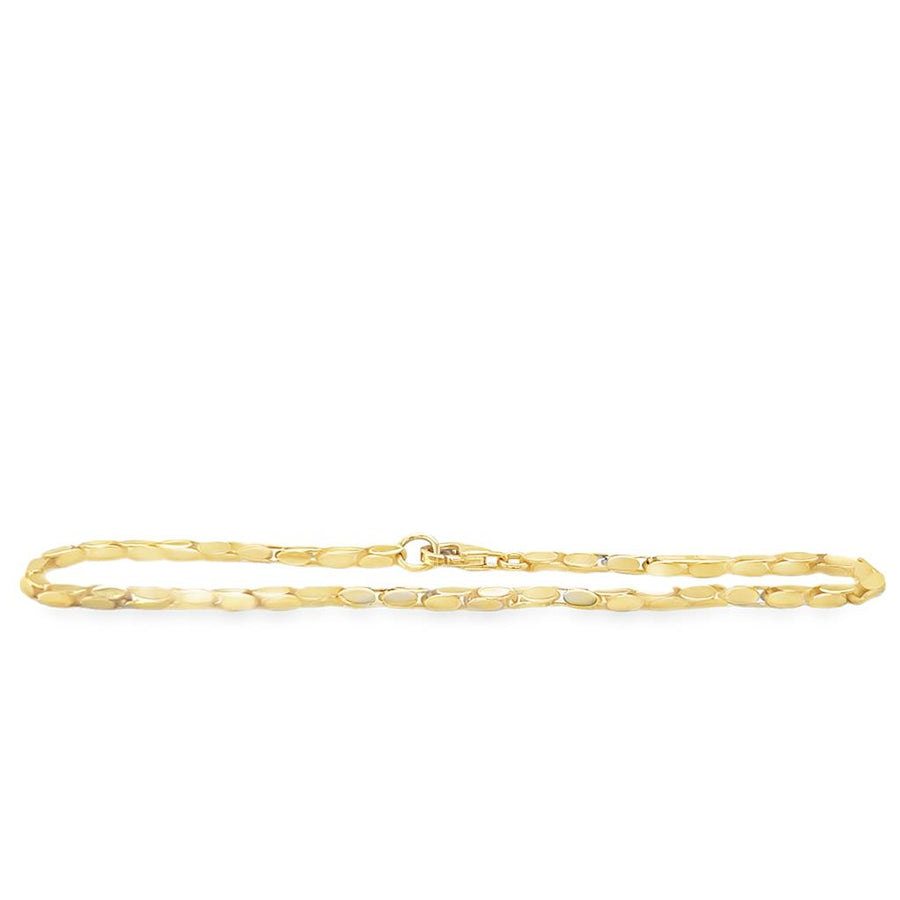 Yellow 14 Karat 3mm Oval Popcorn Bracelet Length 7 Designer: Armadani