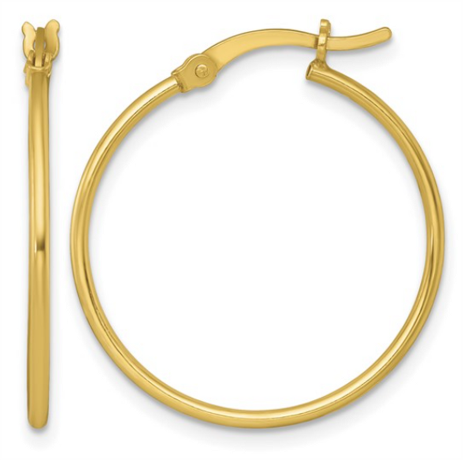 Yellow 14 Karat 2X16mm Polished Hoop Earrings Estate Jewelry Gram Weig