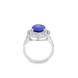 Estate 18 Karat White Gold Tanzanite & Diamond Double Halo Ring