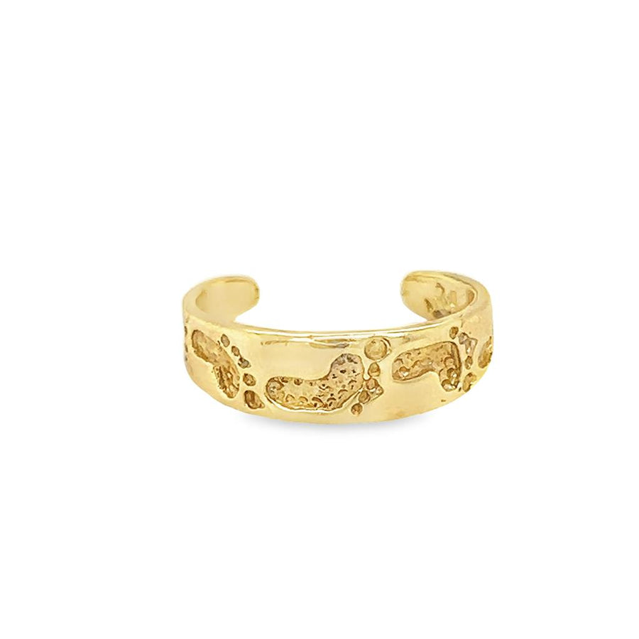 Yellow 14 Karat Adjustable Footprint Toe Ring