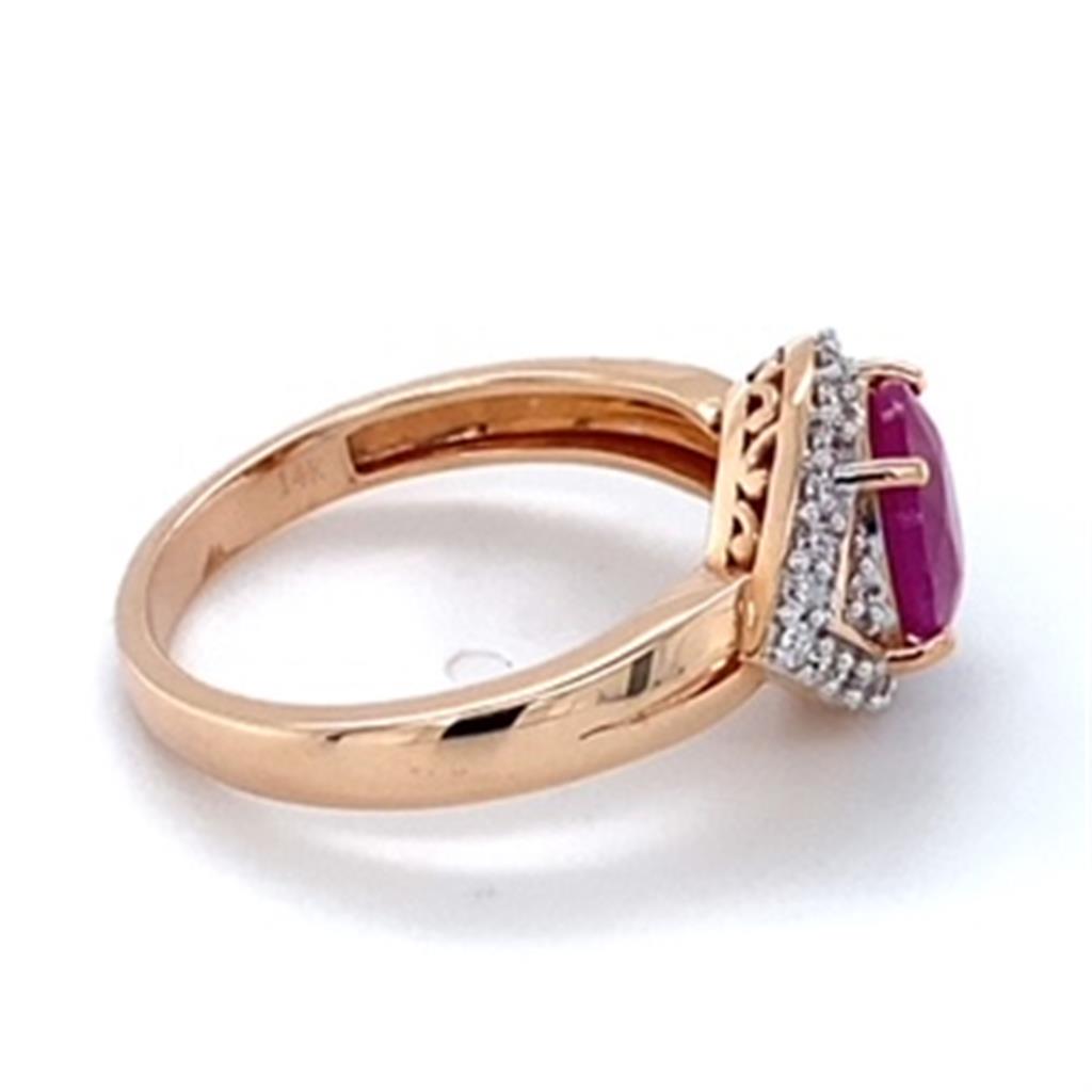 Estate Ruby and Diamond 14K Rose Gold Ring