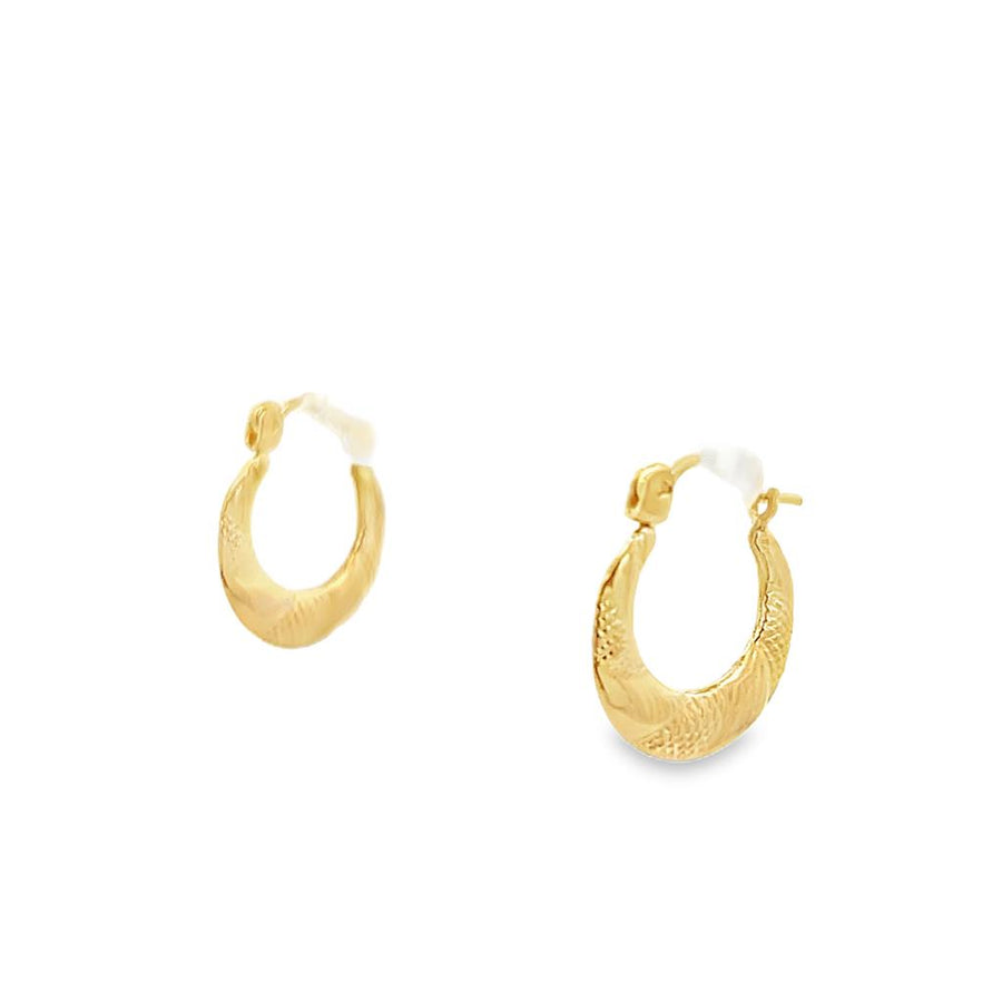 Estate 10 Karat Scalloped Textured Hoop Earrings