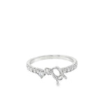 Lady's White 18 Karat Offset Cluster Ring Size 6.25 13 = 0.27tw Round