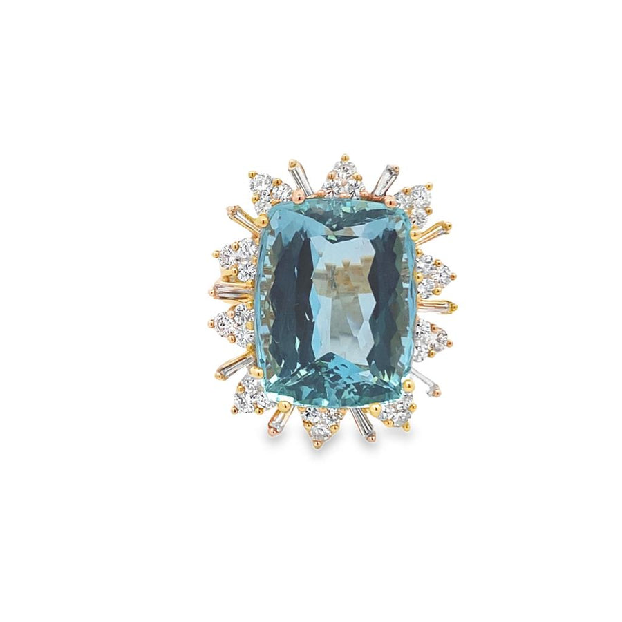 Aquamarine and Diamond Cocktail Ring