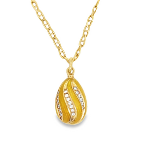 Estate Limitied Edition Faberge Enamel and Diamond Egg Necklace