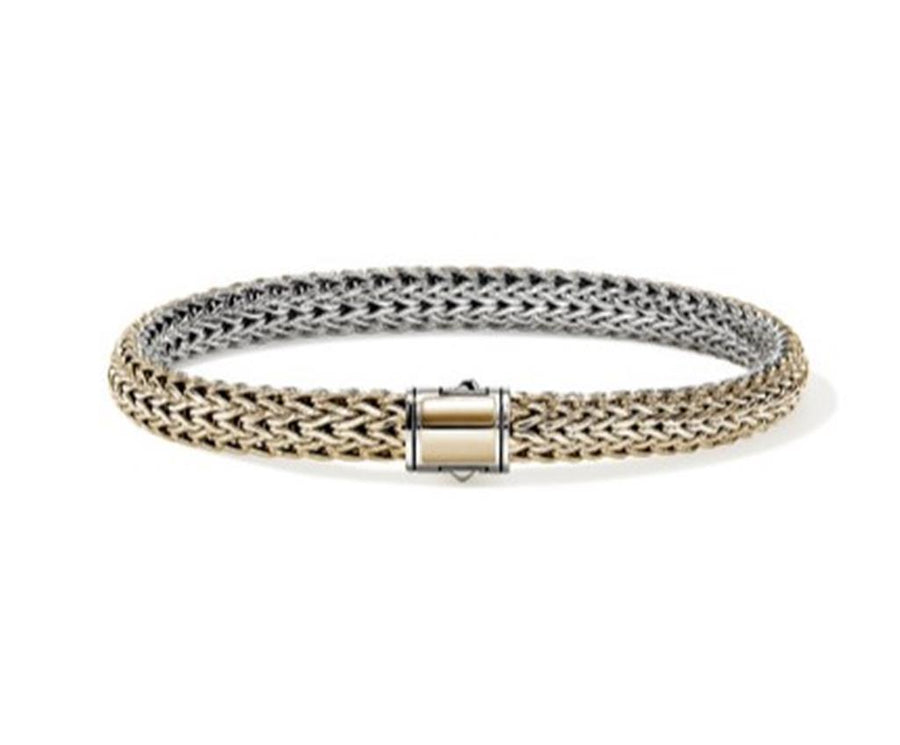 Two-Tone Sterling Silver/14 Karat 6.5Mm Reversible Icon Bracelet with