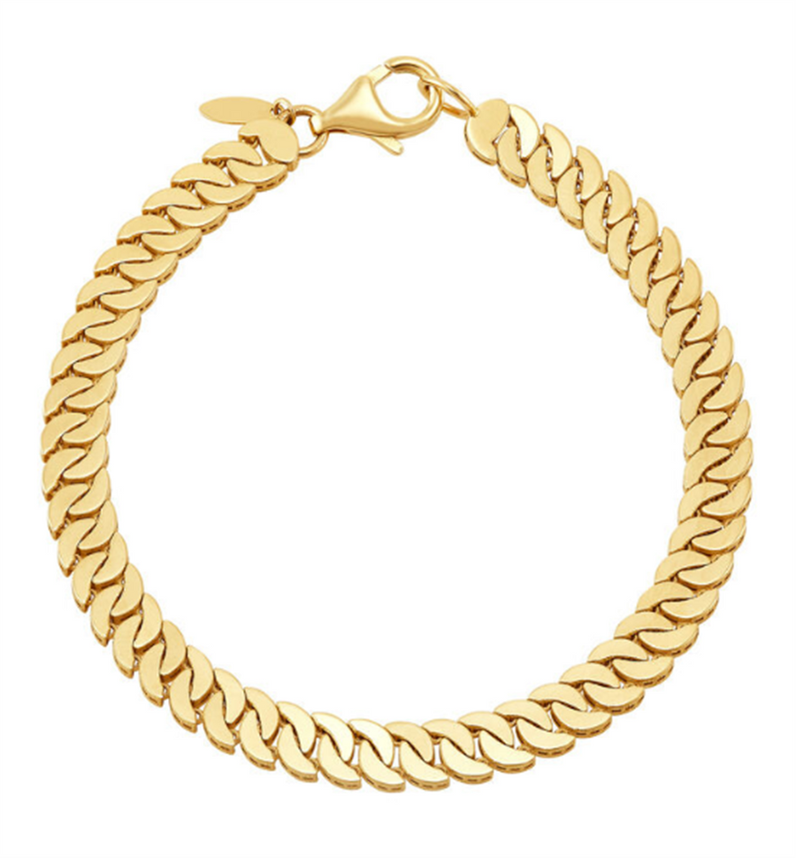 Yellow 14 Karat Satin/Polished 6Mm Reversable Solid Tight Curb Chain B