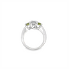 3 Stone Princess Cut Diamond w/ Square Peridot Sides