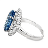 UnHeated Oval Sapphire & Diamond Halo