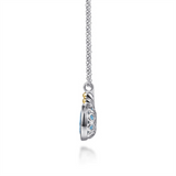 Lady's Two-Tone Sterling Silver/14 Karat Bezel Set Drop Pendant Cable
