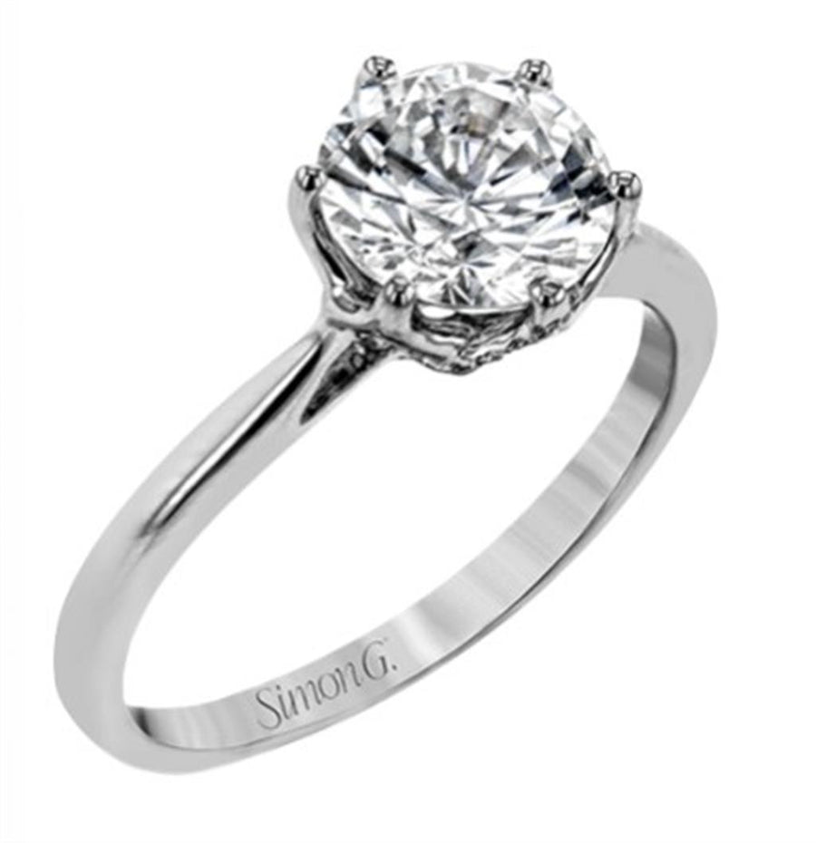 Platinum 6-Prong Round Basket Semi-Mount Platinum Mountings With 22 =