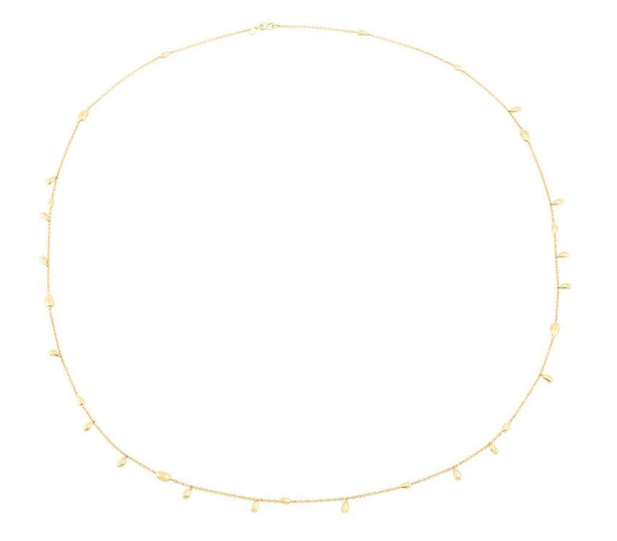 Yellow 14 Karat Multistrand Oval Bead Dangle Station Gold Necklaces Le