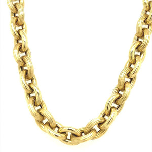 Yellow 14 Karat Large Cable Link Chain With Large Spring Ring Estate Jewelry Length 24 Gram Weight: 32.34