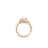 Lady's Rosé 18 Karat Engraved Split Shank Halo Ring