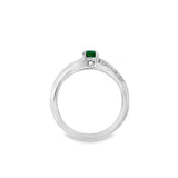 Nelson Lady's White 18 Karat Curved Emerald and Diamond Fashion Ring