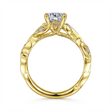 Lady's Yellow 14 Karat Milgrain Floral Design Semi Mount Ring Size 6.5