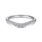 Gabriel & Co. Annecy - Curved 14K White Gold French Pave Diamond Wedding Band - 0.23 ct