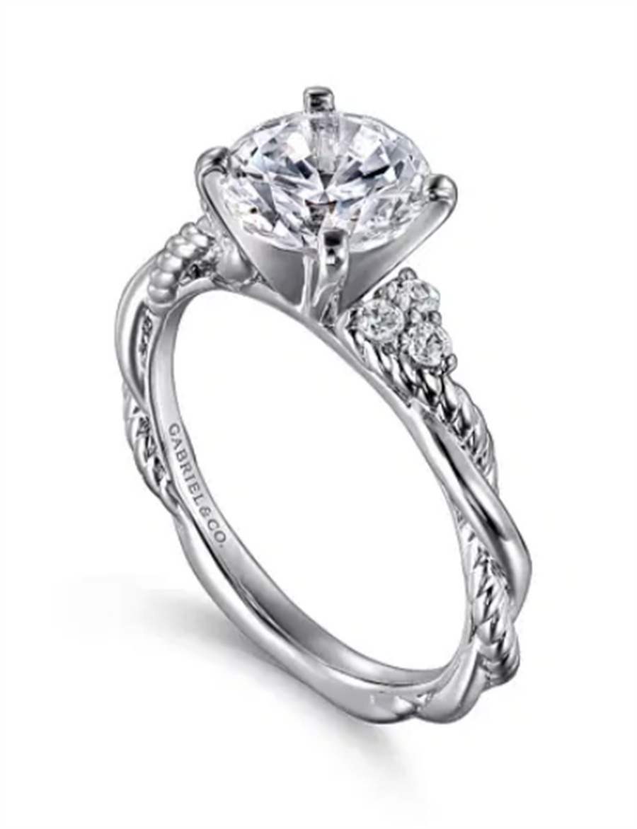 Gabriel & Co Twisted Rope Diamond Cluster Engagement Ring Mounting