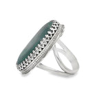 Estate Sterling Silver Elongated Malachite Ring