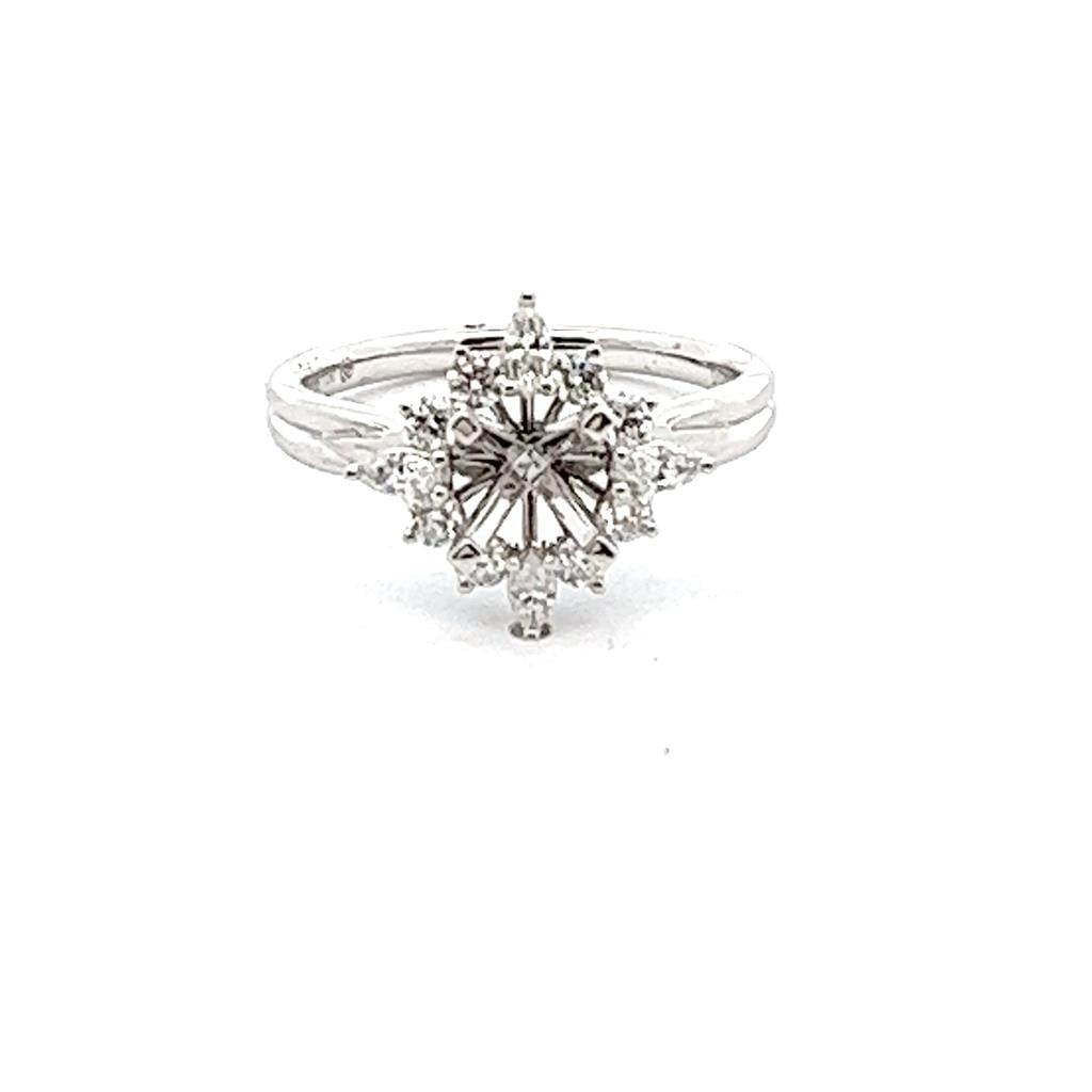 Lady's White 18 Karat Halo Semi-Mount Engagement Ring