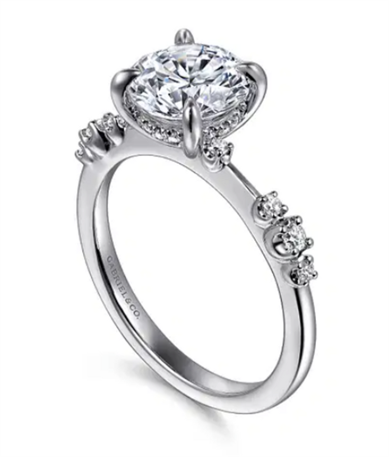 Gabriel & Co Hidden Halo and Diamond Cluster Engagement Ring Mounting
