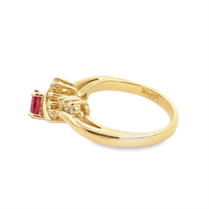 Estate Free Form Oval Ruby & Diamond Ring