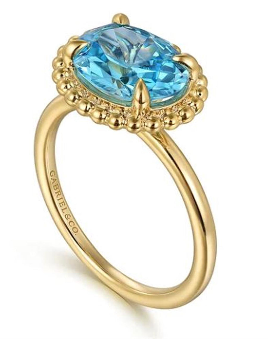 Blue Topaz 14 Karat Yellow Fashion Ring