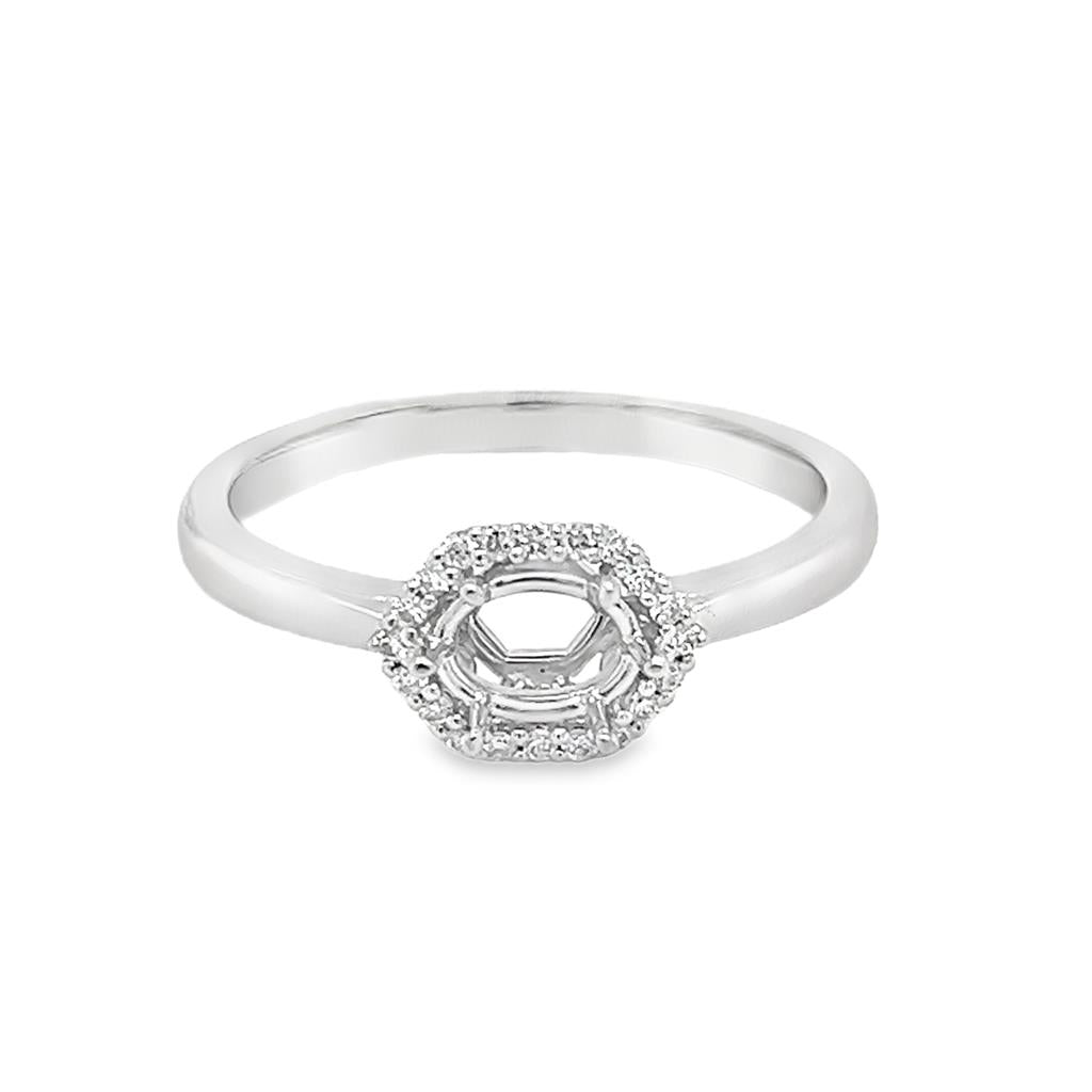 Lady's White 18 Karat Hexigonal Halo Ring