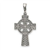 Quality Gold Sterling Silver Antiqued Celtic Cross Pendant