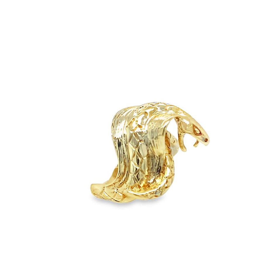 14 Karat Yellow  Cobra Ring With Emerald Accent Estate Jewelry Size 6