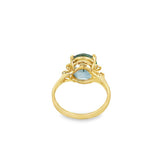 Yellow 14 Karat Filigree Blue Topaz Ring Estate Jewelry Size 7.25 With