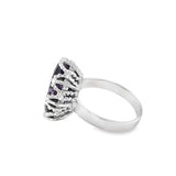 White 18 Karat Oval Amethyst Ring Estate Jewelry Size 6 With One 16.00X12.00mm Oval Amethyst Gram Weight: 6.82