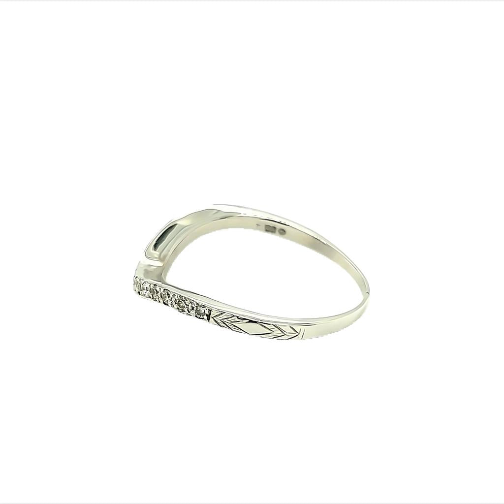 Estate Engraved Cheveron Diamond Wedding Band