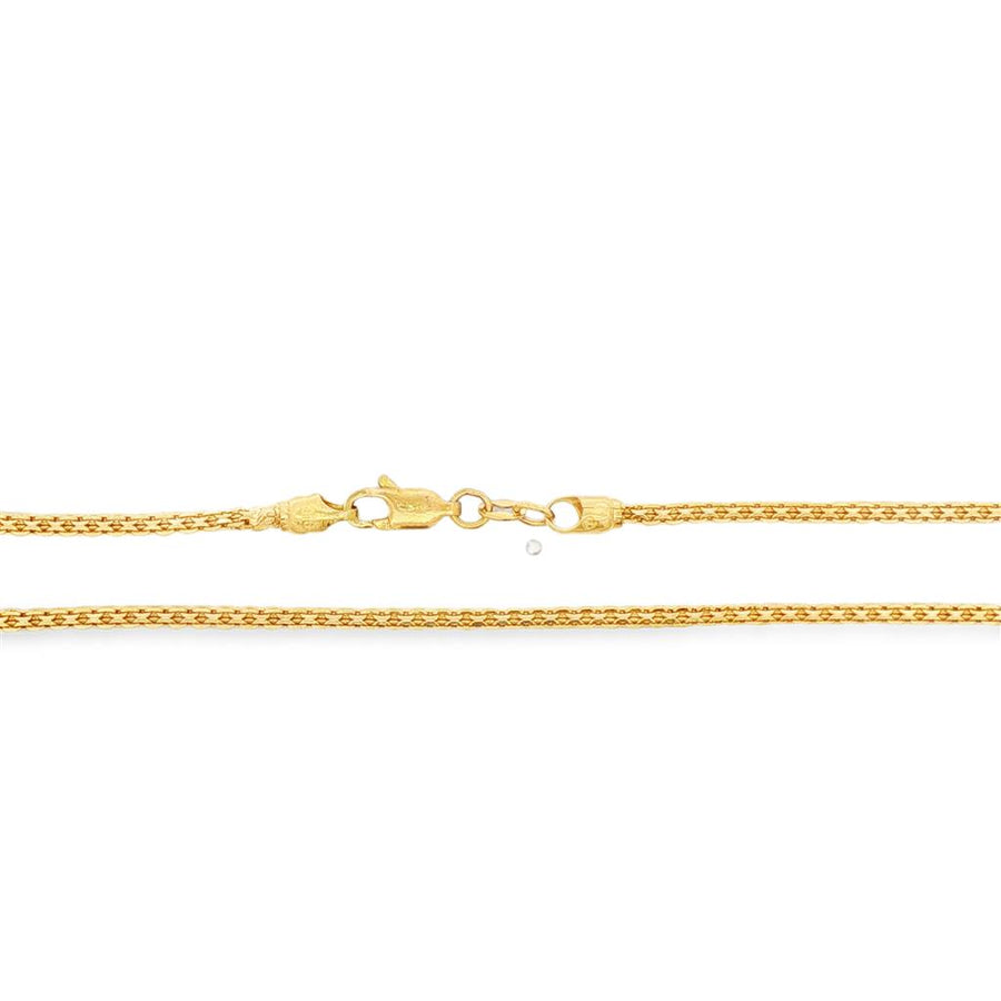 Yellow 22KT Diamond Cut 2mm Square-Gauge Woven Cable Chain With Lobste