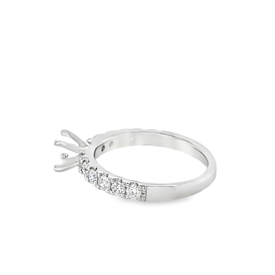Lady's White 18 Karat 4 Prong Straight Ring Size 6.5 12 = 0.59TWT Roun