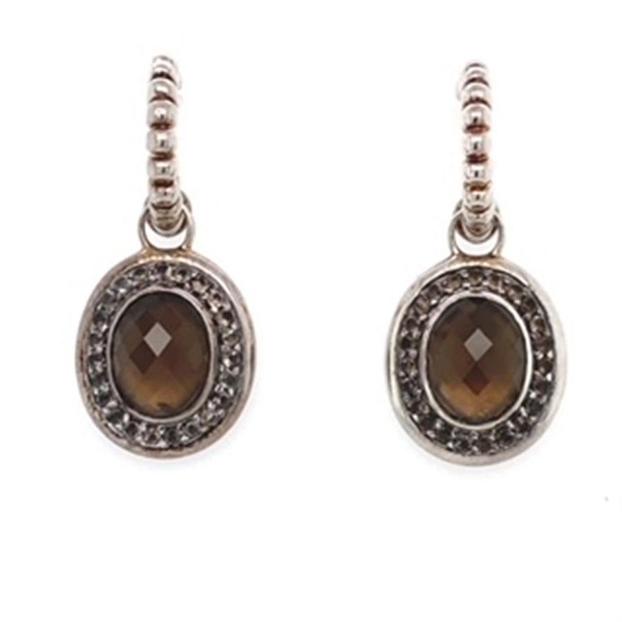 Estate Ladies John Hardy Smoky Topaz Oval Dangle Earrings