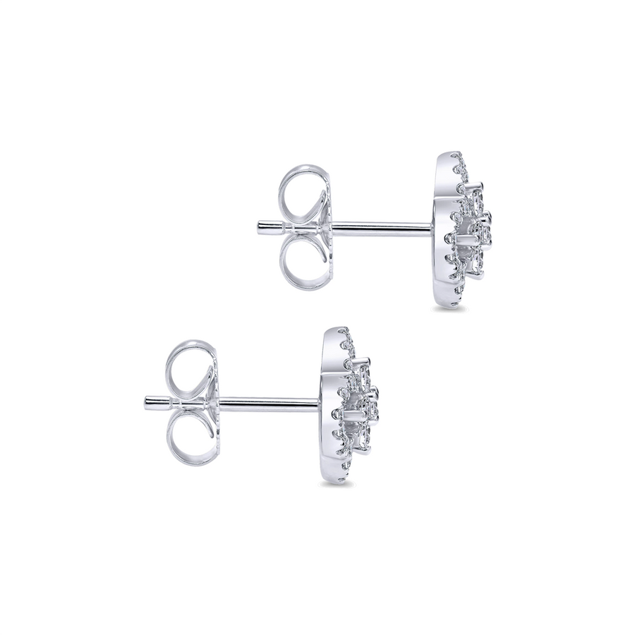 Gabriel & Co. Fashion 14K White Gold Clover Cutout Diamond Stud Earrings