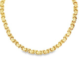 Yellow 14 Karat D/C And Satin 8mm "X" And Hearts Necklace w/ Safety Bo