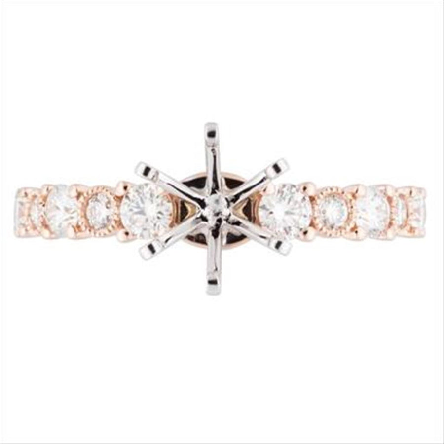 Nelson Two-Tone Milgrain Straight Diamond Ring Mounting