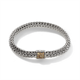 John Hardy Classic Chain Silver Small Reversible Bracelet with Pusher Clasp with Black Sapphire and Citrine