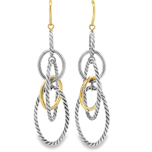 David Yurman Two Toned Cable Drop Earrings