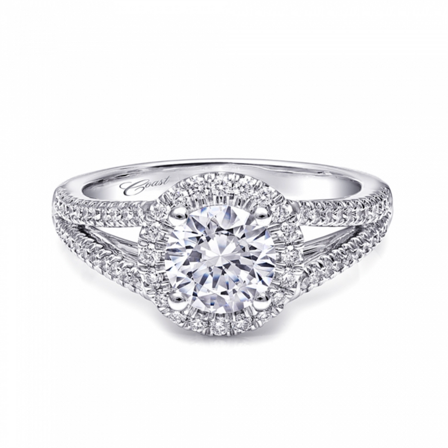 Coast Diamond Split Shank Diamond Halo Engagement Ring Mounting