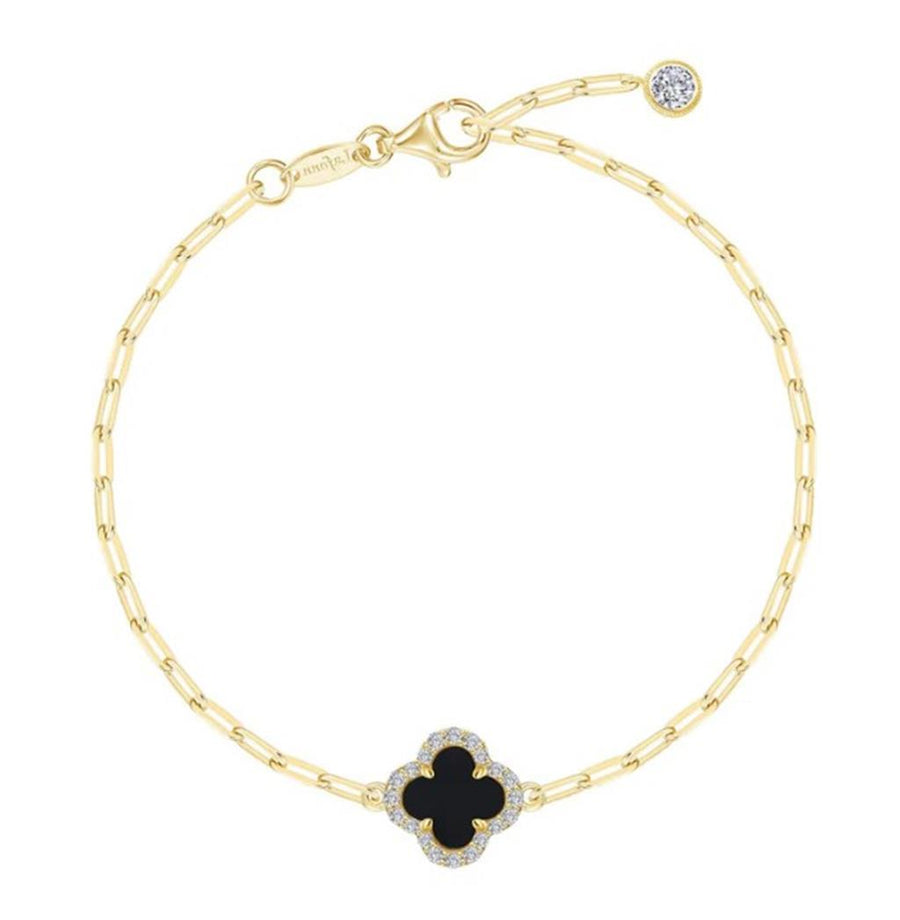 Lafonn Yellow Gold-Plated Sterling Silver Clover Motif on Paperclip Chain