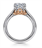 White/Rose' 14 Karat 2.2mm Lotus Cathedral Solitaire Remount Size 6.5