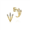 Gabriel & Co. Fashion 14K Yellow Gold Three Row Diamond Tip Stud Earrings