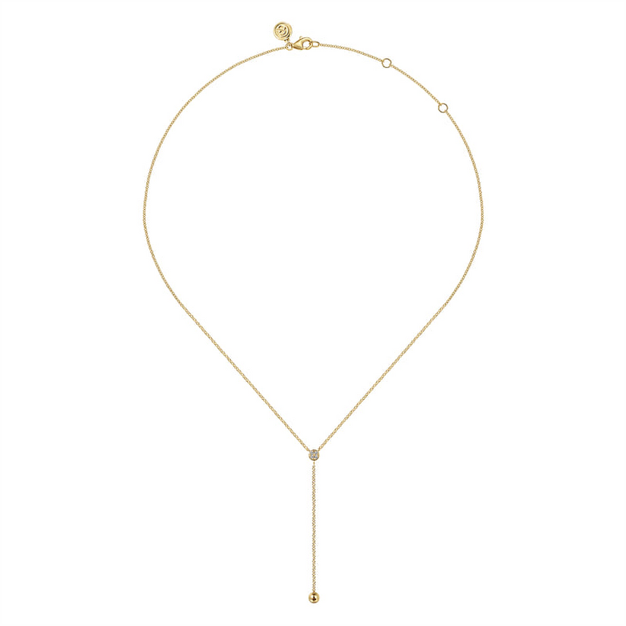 Lady's Yellow 14 Karat Bujukan Y-Knot Necklace Length 16 With 4 = 0.04