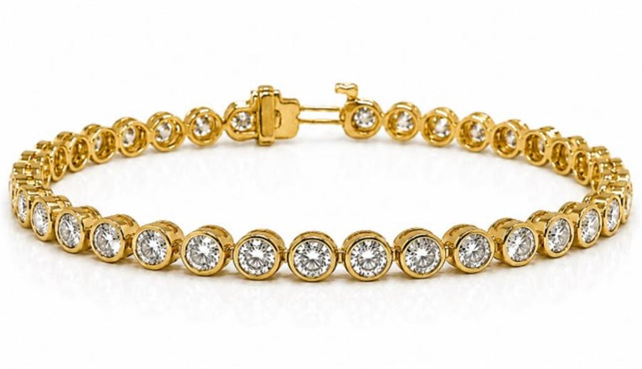 Lady's Yellow 14 Karat Bezel Line Bracelet Length 7 With 83 = 1.00Twt